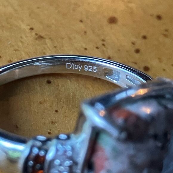 Natural Yooperlite Red Garnet Sterling Silver Ring Size 8 - Picture 6 of 10